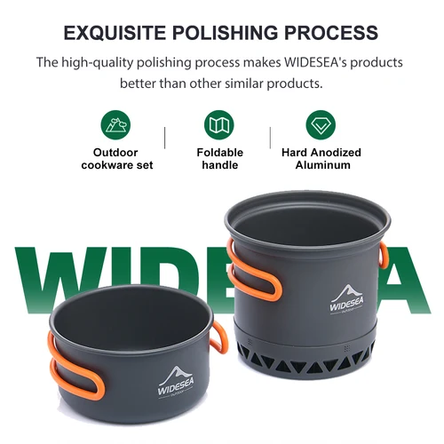 Imagen 2 del producto Olla para acampar al aire libre, utensilios de cocina de 1,3l y 2,3l, juego de hervidor de cocina al aire libre, cocina de calor, vajilla de viaje, equipo de utensilio de cocina turístico