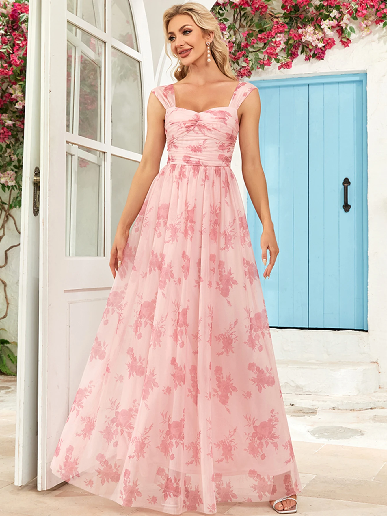 Sexy pink backless print maxi summer dress women elegant prom party long dresses 2025 woman boho birthday evening dress vestidos