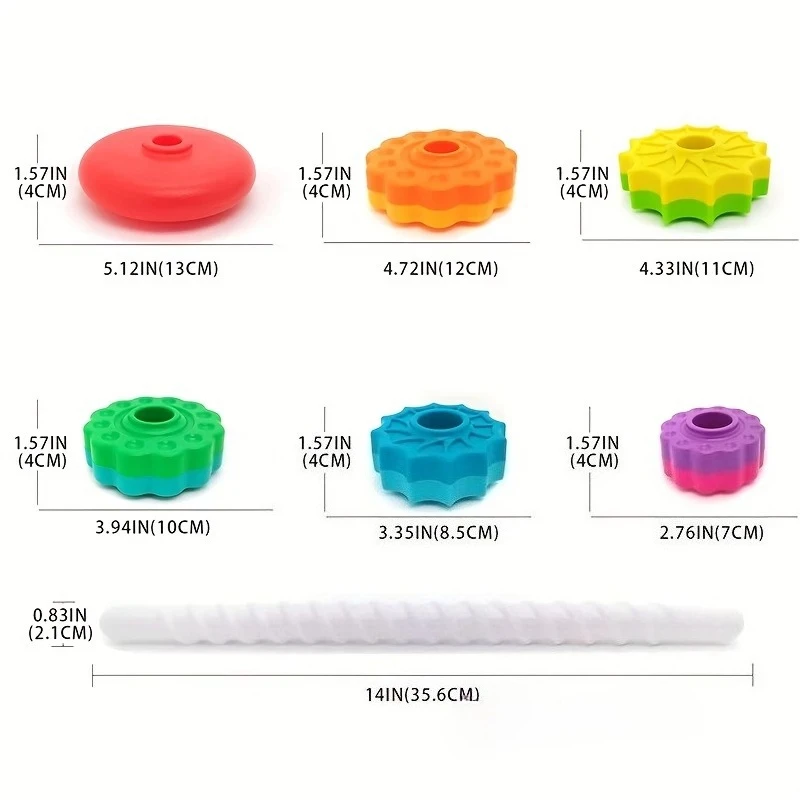 Montessori Rotating Rainbow Tower Baby Stacking Puzzle Toys Safety and Environmental Protection Colored Children's Toys