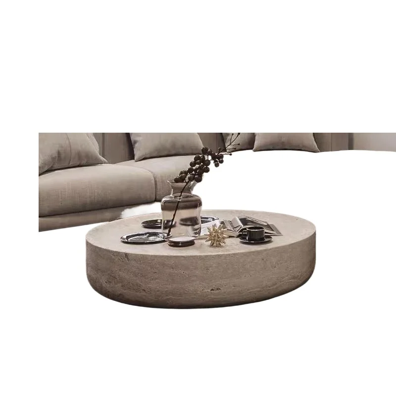 

Marble coffee table high-end villa hotel model room living room creative natural travertine coffee table