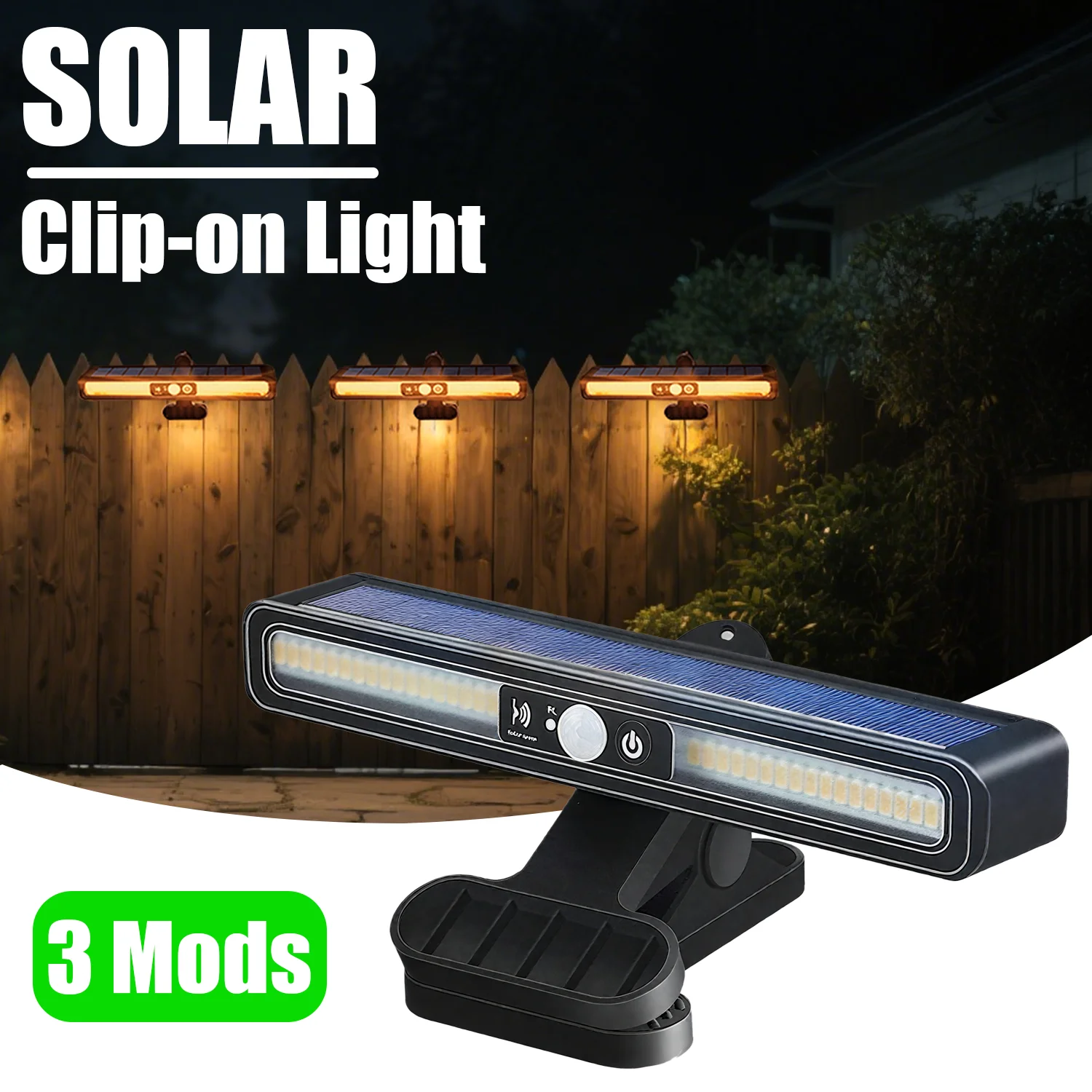 

Solar LED Outdoor Clip-on Induction Light Ultra-Bright Lamp for Garden Yard Camping with Body Sensor