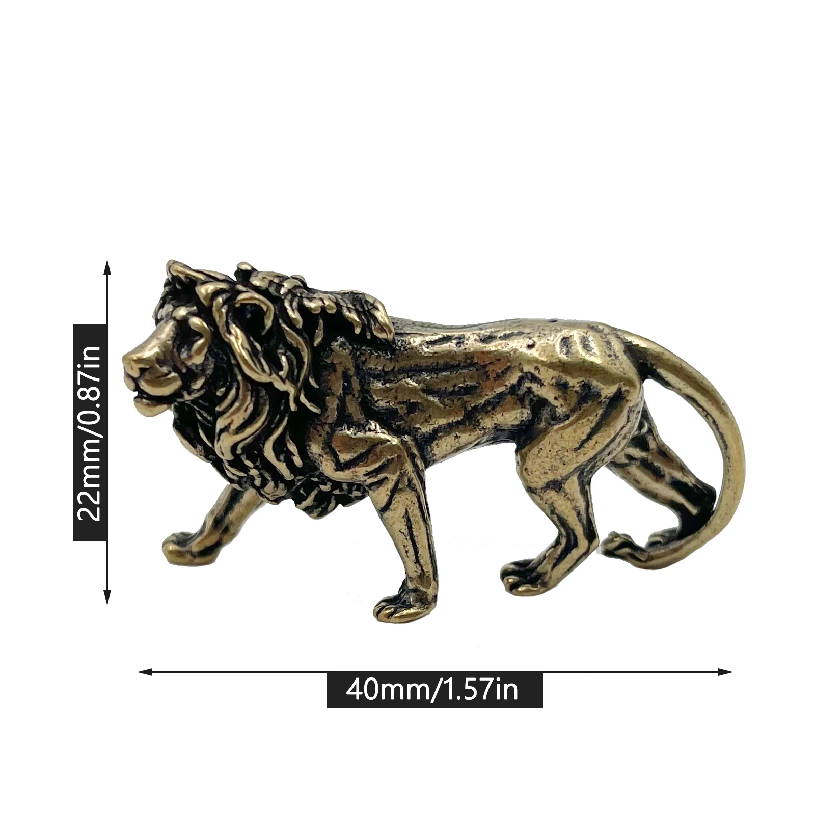 1pc 3D Mini Lion Casting Animal Figurine Retro Style Metal Sculpture Home Office Room Desktop Decoration Collect Ornaments Gift