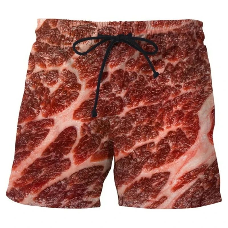 Short de plage graphique Delicious Food pour hommes, vêtements décontractés 3D, fromage, pizza, saucisse, pantalons courts College, troncs de planche pour garçons