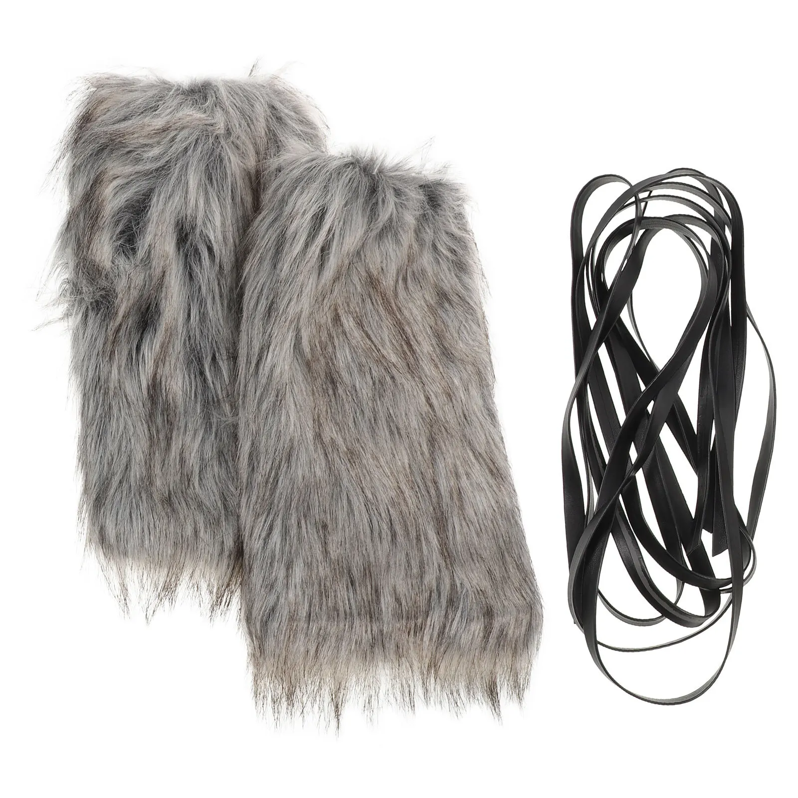 

1Pair Vintage Leg Warmers Women Thick Faux Boot Covers Dance Adjustable Tie Straps Cozy Chunky Legwarmers for Performance