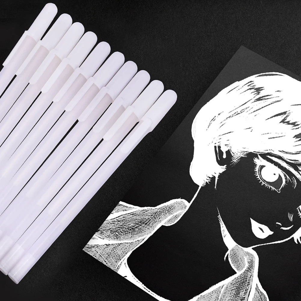 

5pcs White Gel Pens 0 8mm Fine Tip Highlight Neutral Pens Smooth Writing Waterproof Art Drawing Dark Paper Illustration Card