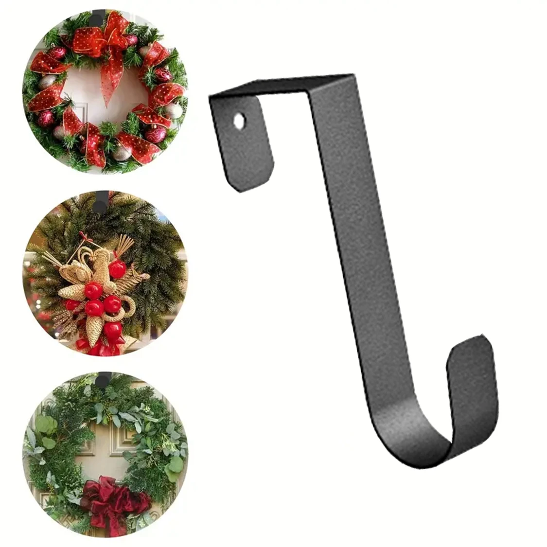 Christmas Wreath Ornamental Door Hook, Metal hook, Inner Dia 4.1cm/1.61in, For Easter, Christmas, Halloween Holiday Decorations.