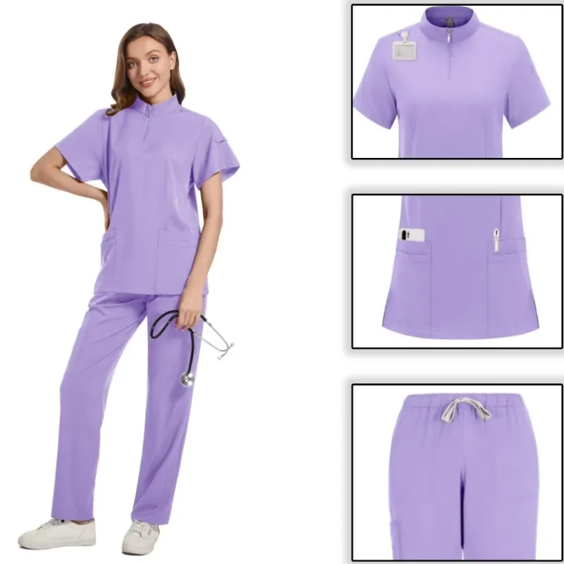 Fashion Clinical Surgical Uniforms Medical Scrubs Uniforms Sets Women Hospital Working Clothes Nurse Accessories Dental Workwear