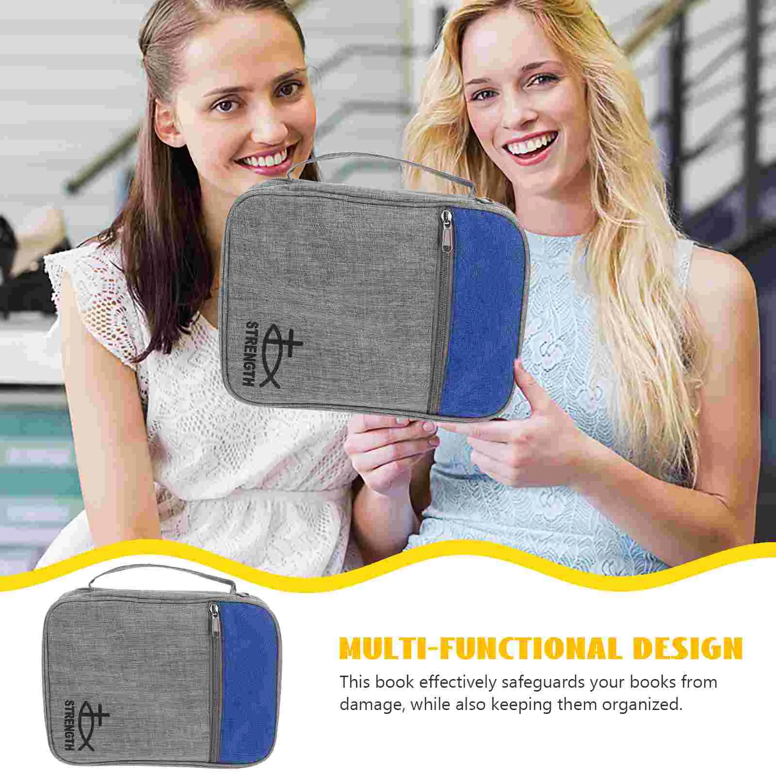 Bible Pack Book Bag Covers for Women Test Paper Storage Grey Notebook Case Travel