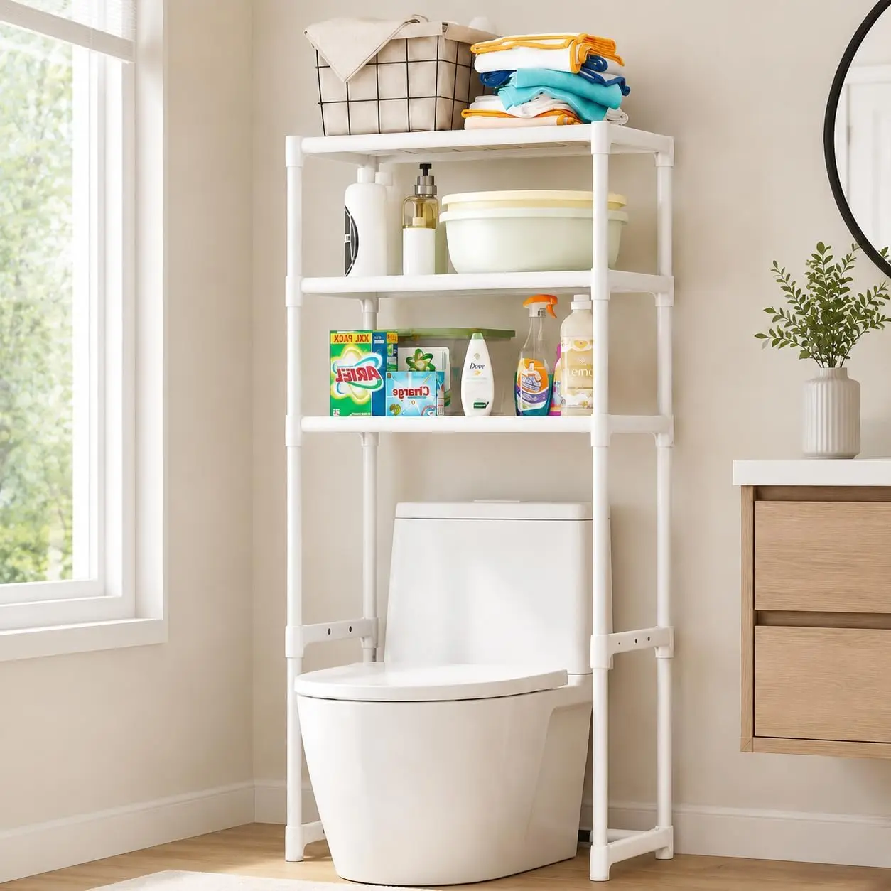 Over the Toilet Storage Rack, 3 Tier Bathroom Organizer Shelf