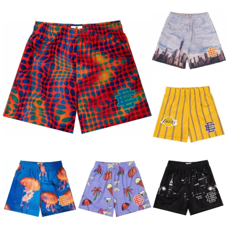 Eric Emanuel EE New Men's Summer Brand Shorts with Multiple Patterns of Jellyfish, Sporty and CasualBreathable Mesh Beach Shorts