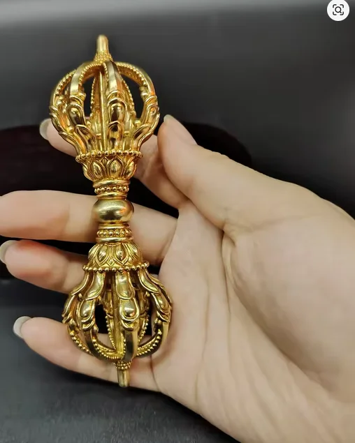 Nepalese Pure Copper Handicrafts, Thickened Nine-strand Vajra Pestle, Tibetan Carved Lotus Flower, Demon-suppressing Pestle, Han