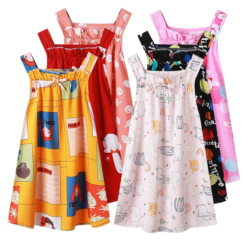 2024 New girls dresses 2 6 8 10 years children Slip dresses fashion cute Multicolor kids sleeveless dresses for girls