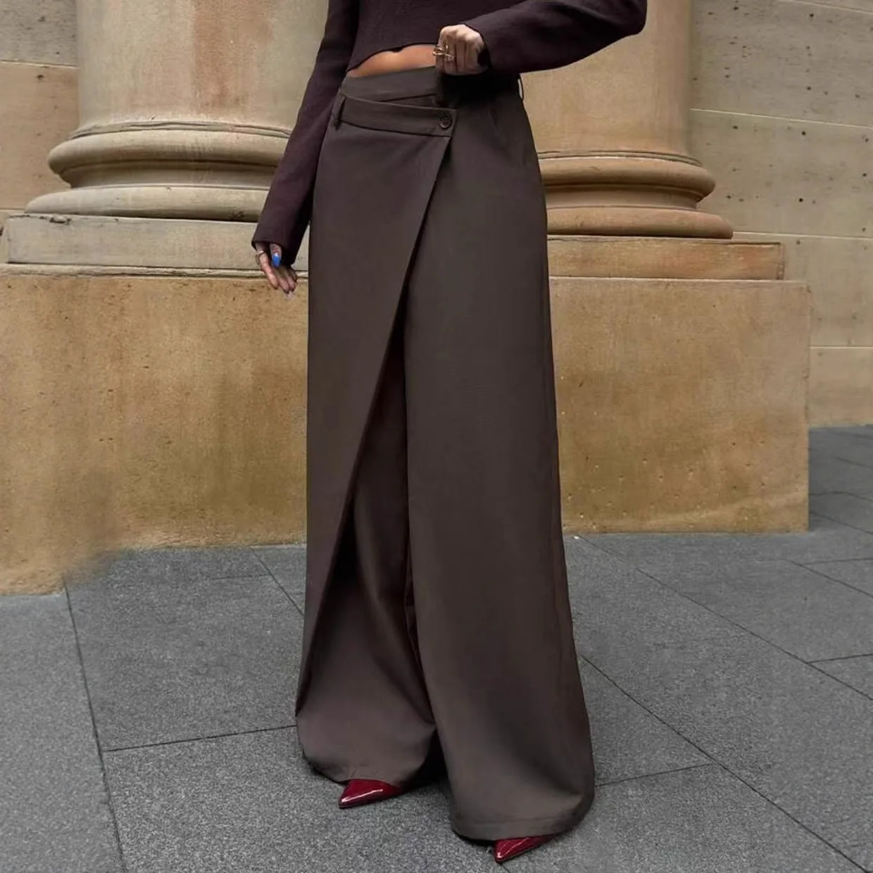 

Irregular Splicing Straight Wide-leg Pants Women's 2026 Autumn and Winter Drape Suit Pants Design Trousers