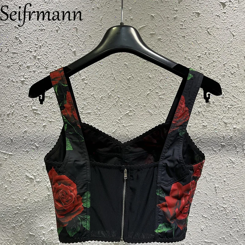 Seifrmann Casual Simple Printed Cotton Top Square Neck Sleeveless Top 2026 Autumn Fashion Women's New Style