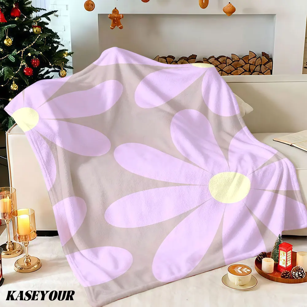 Lilac Daisy Breeze Winter Summer Flannel Blanket Throw Fleece Soft Fuzzy Plush Cozy Fleece Blankets for Sofa Ideal Gifts