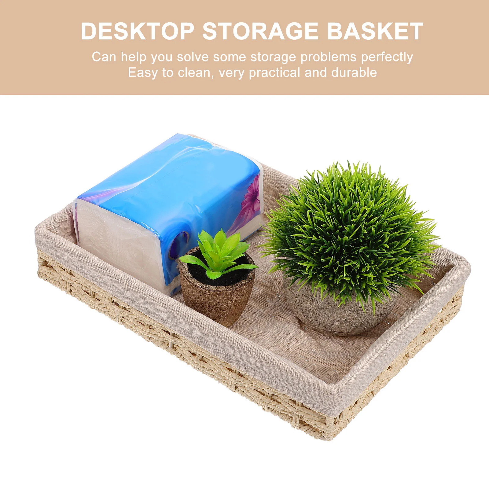 1 قطعة سلة تخزين سطح المكتب مفتاح عملة المنظم الروطان المنسوجة أشتات صندوق العملي حاوية التخزين المنزلية