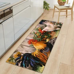 Sunflower Rooster Kitchen Floor Mat Decor Hallway Balcony Runners Rugs Carpet Living Room Farmhouse Chicken Kitchen Mats Decor