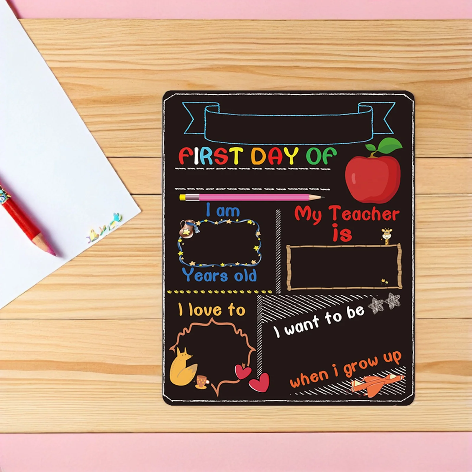 Double Sided Blackboard Mini Chalkboards Signs Office Top Plate School Bamboo Message Primary