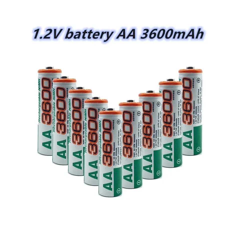 

100% 1.2V AA 3600mAh Rechargeable Nickel Hydrogen Battery Toy Alarm Clock Remote Control Microphone Charging Battery