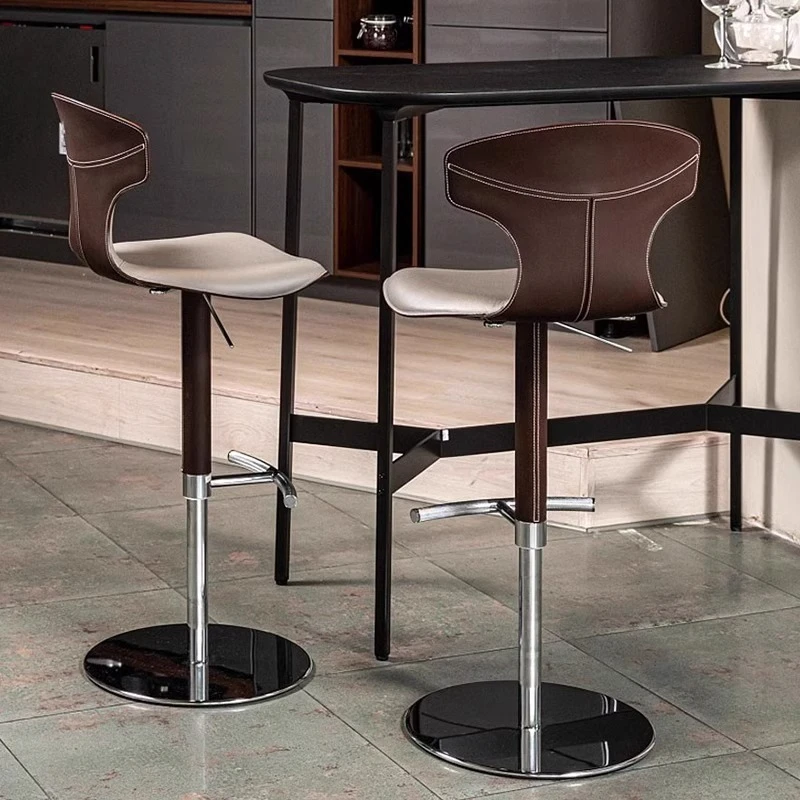 

Bar chair modern simple home saddle leather bar chair swivel lift high stool front desk bar stool