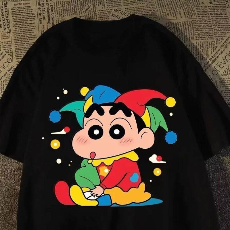 Crayon Shin Chan Print 100% Cotton Mens T Shirt Summer Heavyweight Loose Casual Trendy Short Sleeve