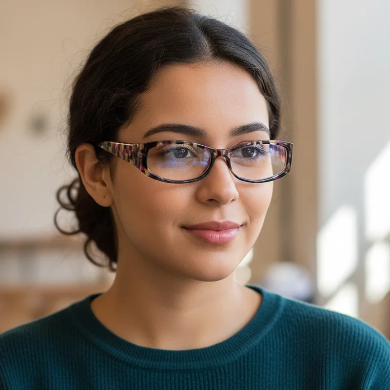 Vintage Rectangle Reading Glasses Women Fashion Wide Leg Black Prescription Eyeglasses for Women Myopia Anti Blue Light Eyewear