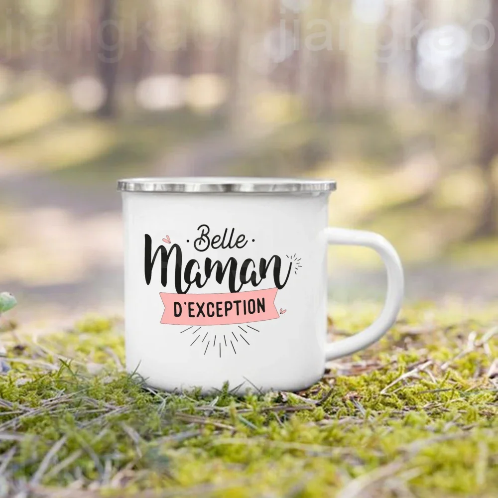 Beautiful Exceptional Mom Dad Brother Printed Creative Coffee Cups Drinks Water Cup Enamel Mug Handle Drinkware Gifts for Family