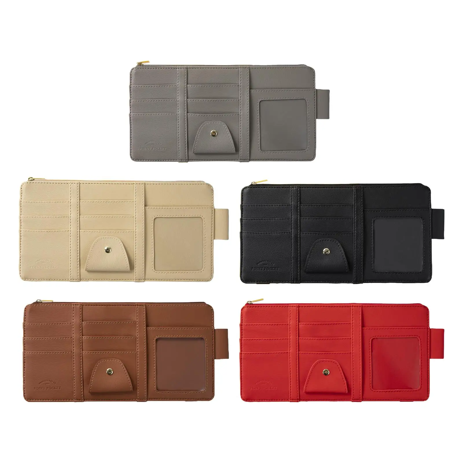 Car Sun Visor Organizer Automobile Card Holder Universal PU Leather Mobile Phone