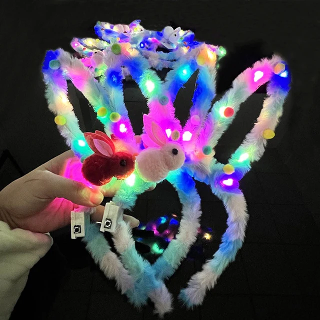 1 szt. Blask lampy Led królika królika opaska na uszy kota ze światłami impreza przebierana dekoracja rekwizyty dla dzieci dla dorosłych dziewczynek dekoracja na prezent