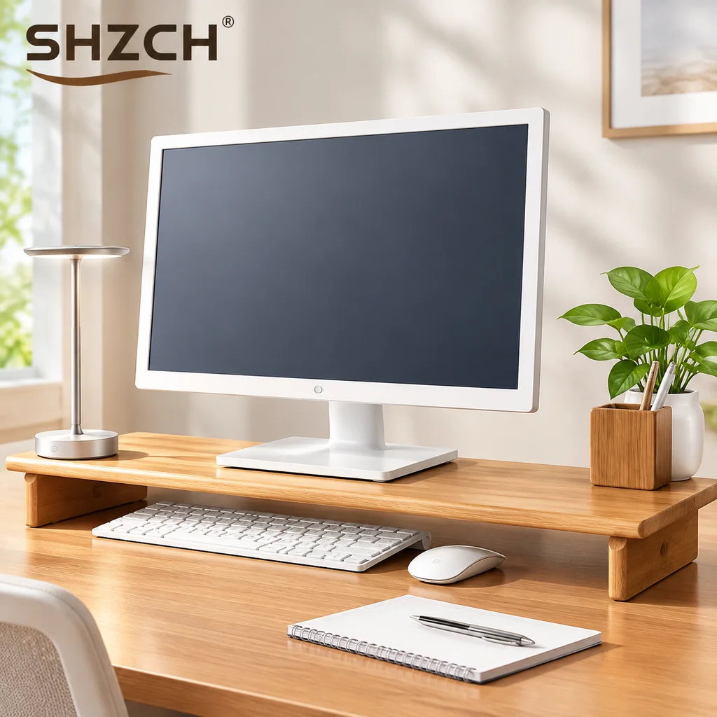 Monitor Riser Stand Cherry Wood Ergonomic Desk Shelf Laptop Computer Monitor Stand Organizer for Study Desk Home Office
