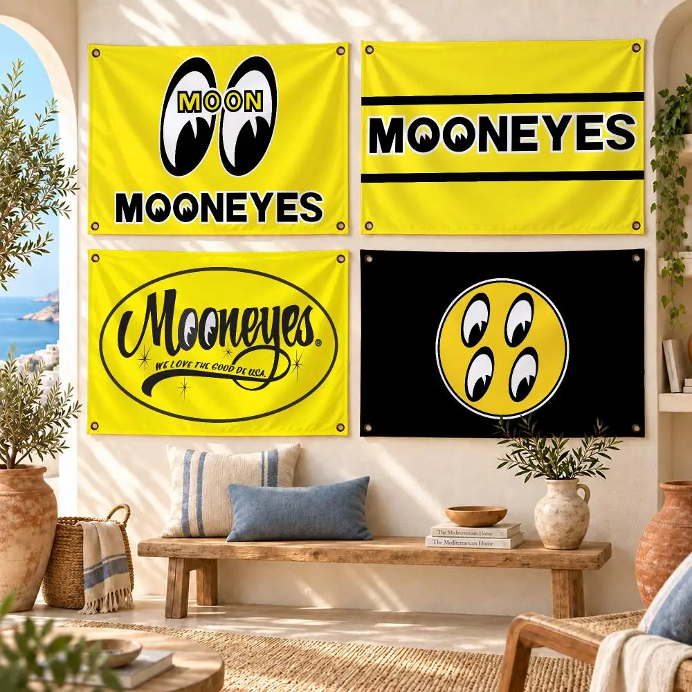 Fashion Logo M-Mooneyes Flags Horizontal High Density Knitted Fabric European Simple For Durable Outdoor Indoor Use