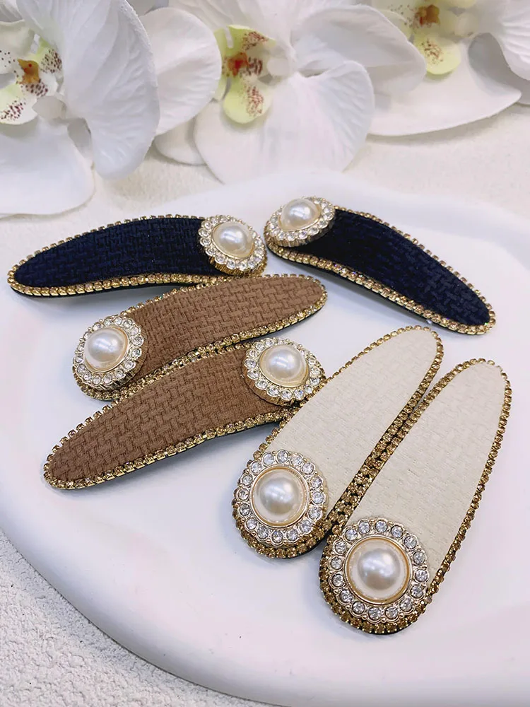 

2Pcs Luxury Rhinestone Velvet Hair Clips For Women Fashion Delicate Pearl Hair Pins Decorations Girls Headwear For Wedding Party