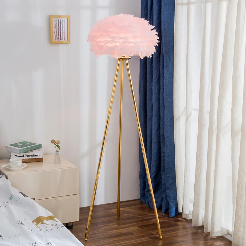 Imagem -04 - Nordic Creative Feather Floor Lamp Ins Girl Net Red Quente Lâmpada de Quarto Romântico Simples Luz Luxo Apto para Sala de Estar Sofá