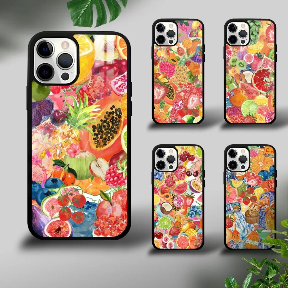 

Summer Colorful Fruit Feast Phone Case For iPhone 16 15 14 13 12 11 Pro Xs Max Mini Plus Celulares Hard Cover Shockproof Funda