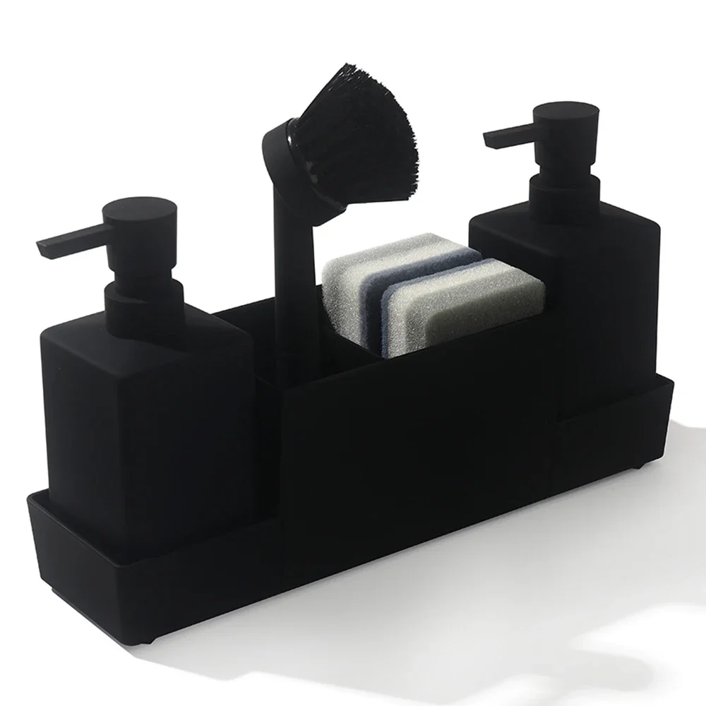 Portable Non-metallic Non-installation Soap Dispenser Kitchen Soap Dispenser with Sponge Holder Sink Organizer