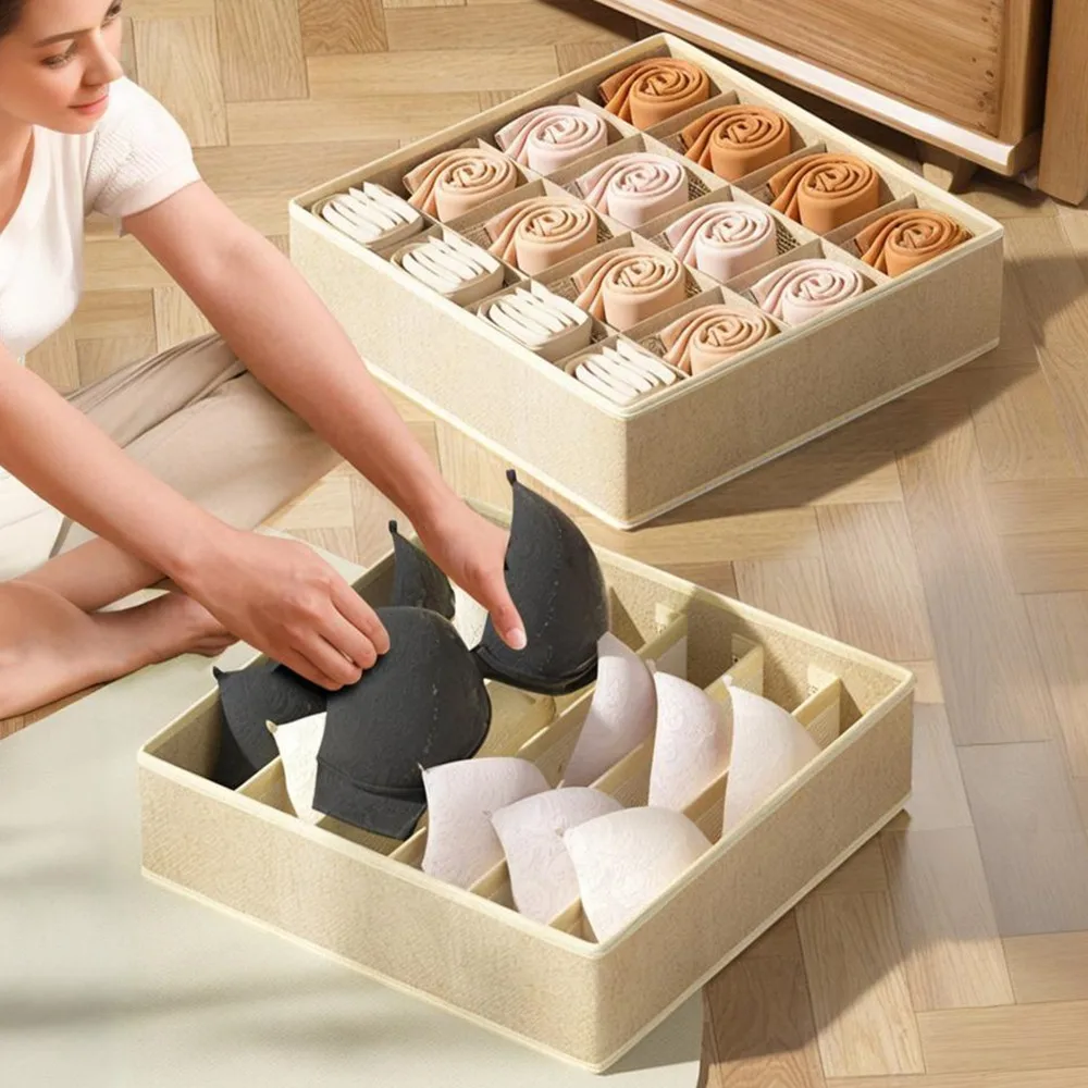 Underwear Storage Box for Bras Panties Socks Organizer Dividers Non-Woven Foldable Cabinet Closet 7/16/24 Cell Separator Box