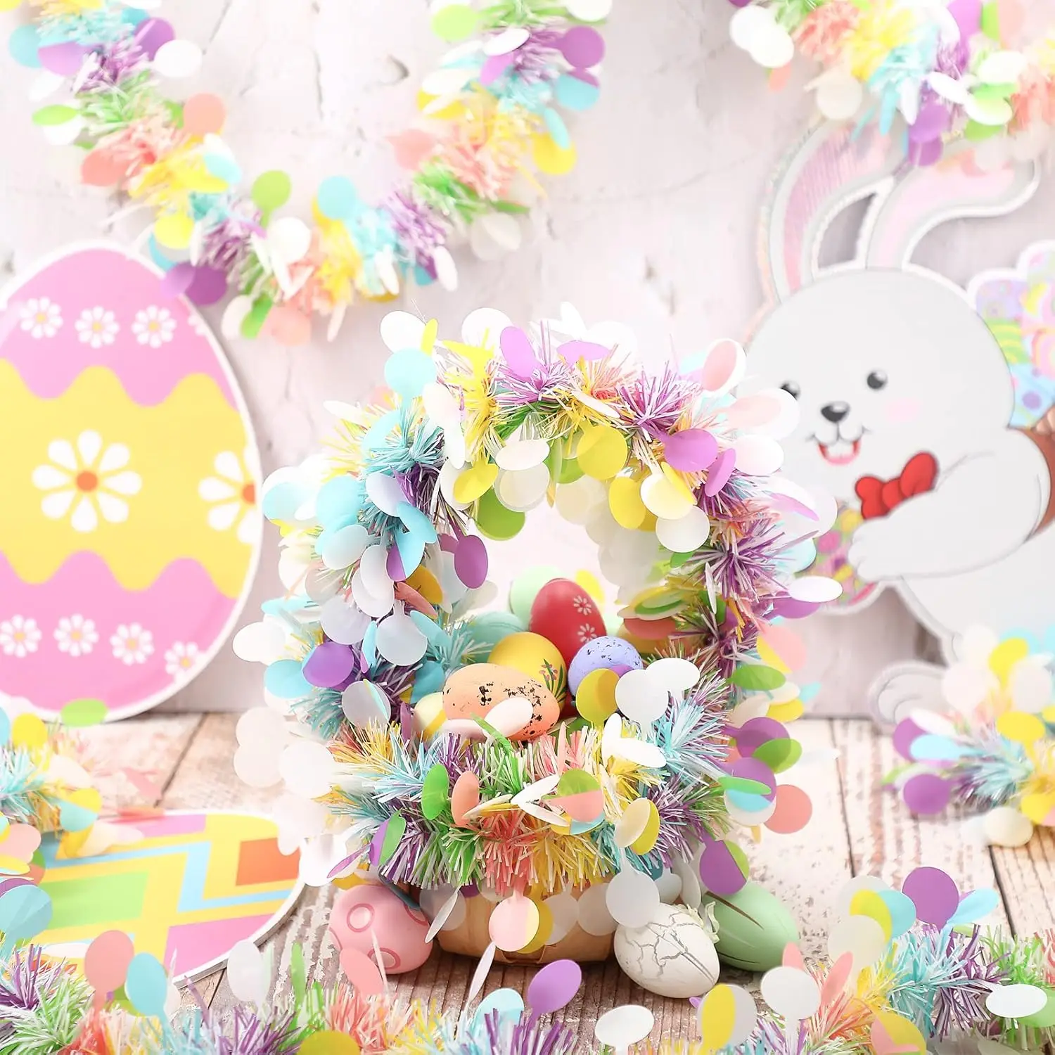 

2m Easter Hanging Garland Strips Handmade DIY Flower Garlands Branches Rattan Accessories 2025 Easter Home Party Decoration Prop