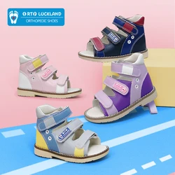 Sandálias infantis ortopédicas, sapatos de couro de bebê, calçados para meninos e meninas, plataformas coloridas fofas, criança e crianças, verão, tamanho 20