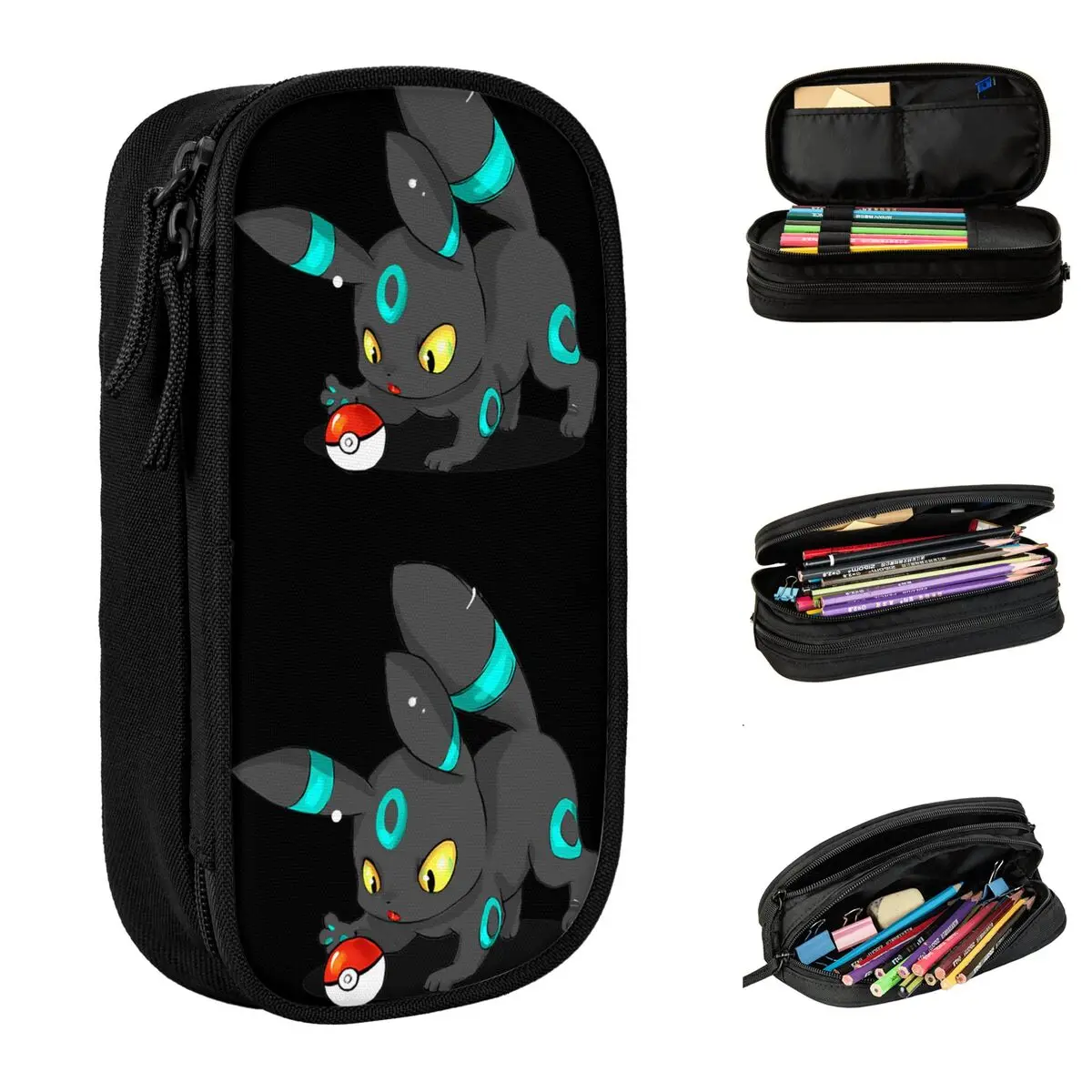 pokemon pikachu anime pencil case cute pen bolsa brilhante umbreon pokeball pokemon meninas meninos grande capacidade estudantes presente da escola 01