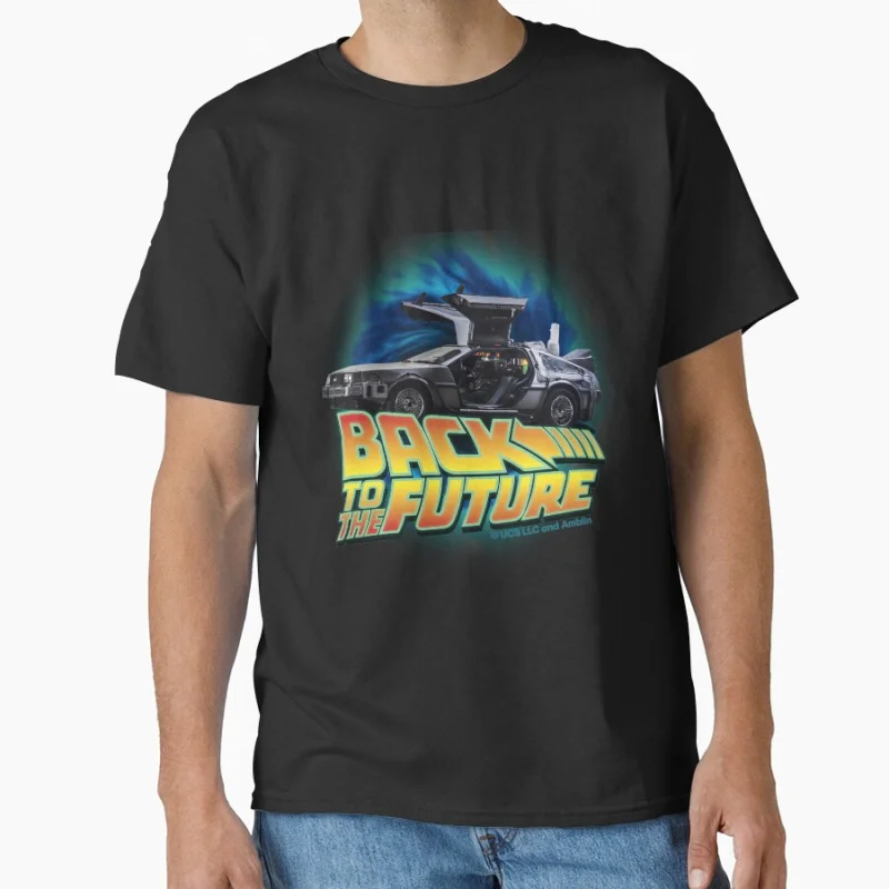 

Back To The Future Movie. Delorean In Time Save the Clock Tower Time travel gift T shirt for man 100% cotton Large size tops