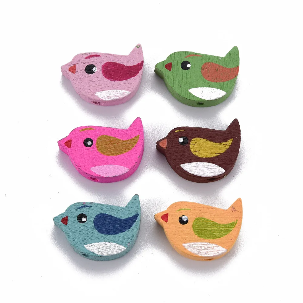 

500g Cute Printed Wooden Beads Dolphin Bird Natural Wood Charms Beads Spacer Beads for Jewelry Making Garland DIY Necklace Craft