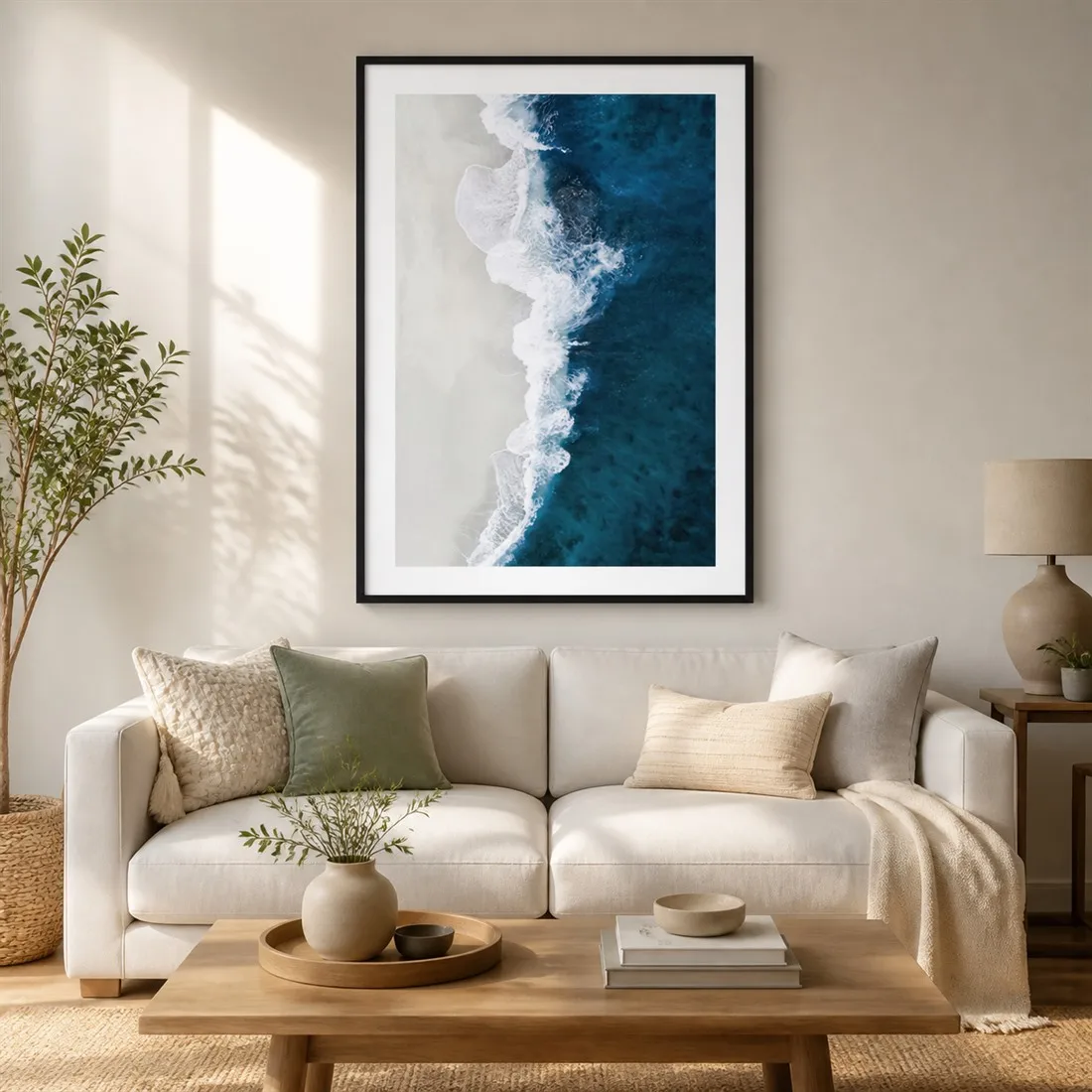 Crashing Sea Waves Poster,Canvas Wall Print,Modern Art Illustration,High‑Grade Home Decoration Artwork for Bedroom,Living Room