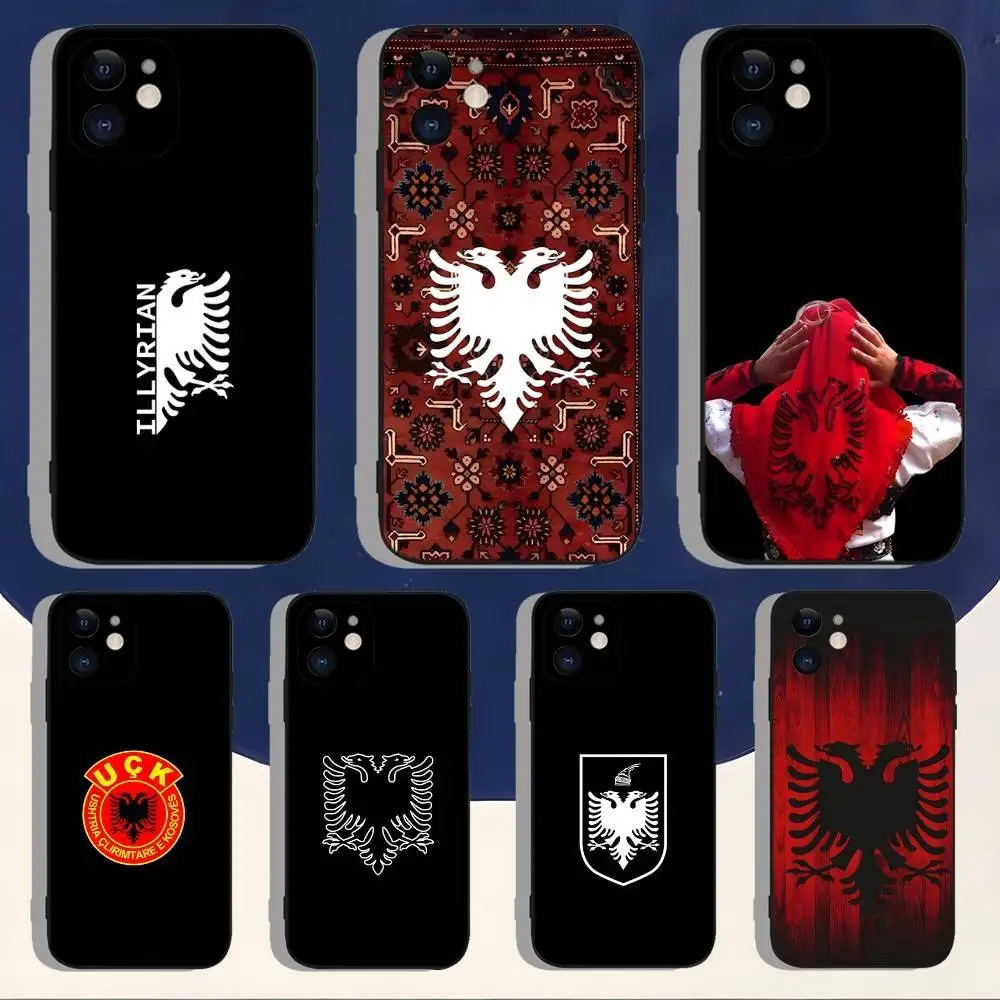 

Albania Flag Uck Illyrian Phone Case For iPhone 16,15,14,13,12,11,Pro,Max,Plus,X,XS,XR,SE,8,7,Mini,Soft Silicone Black Case
