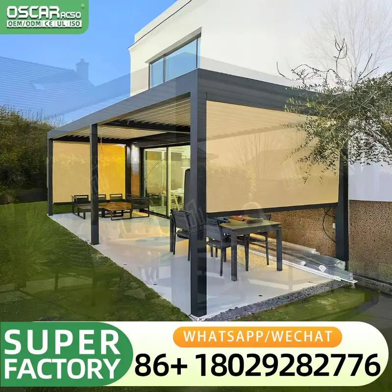 Aluminum Glass Free Standing Sunroom Kit Winter Garden Patio Enclosure Conservatory Bioclimatic Louver Roof Pergola Villa Backya