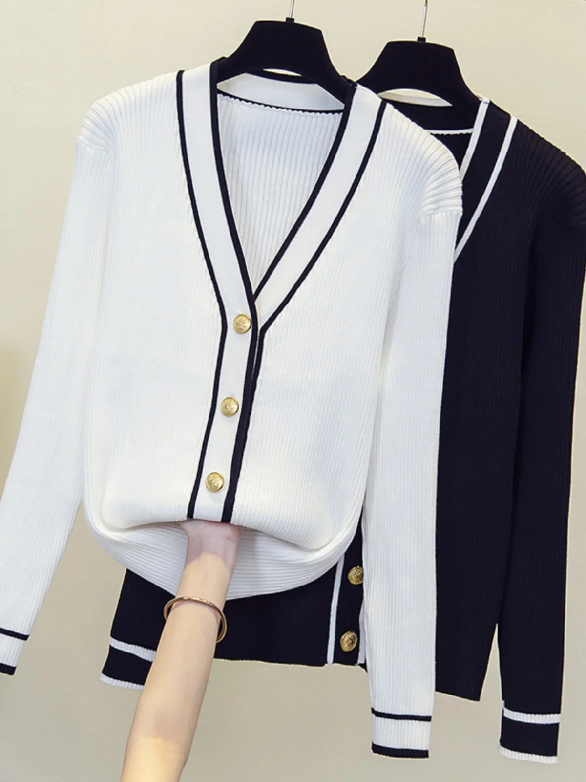 

Вязаный открытый кардиган больших размеров для похудения, модная осенняя одежда для женщин, Sli Long Sve V-Ne, футболка с пуговицами