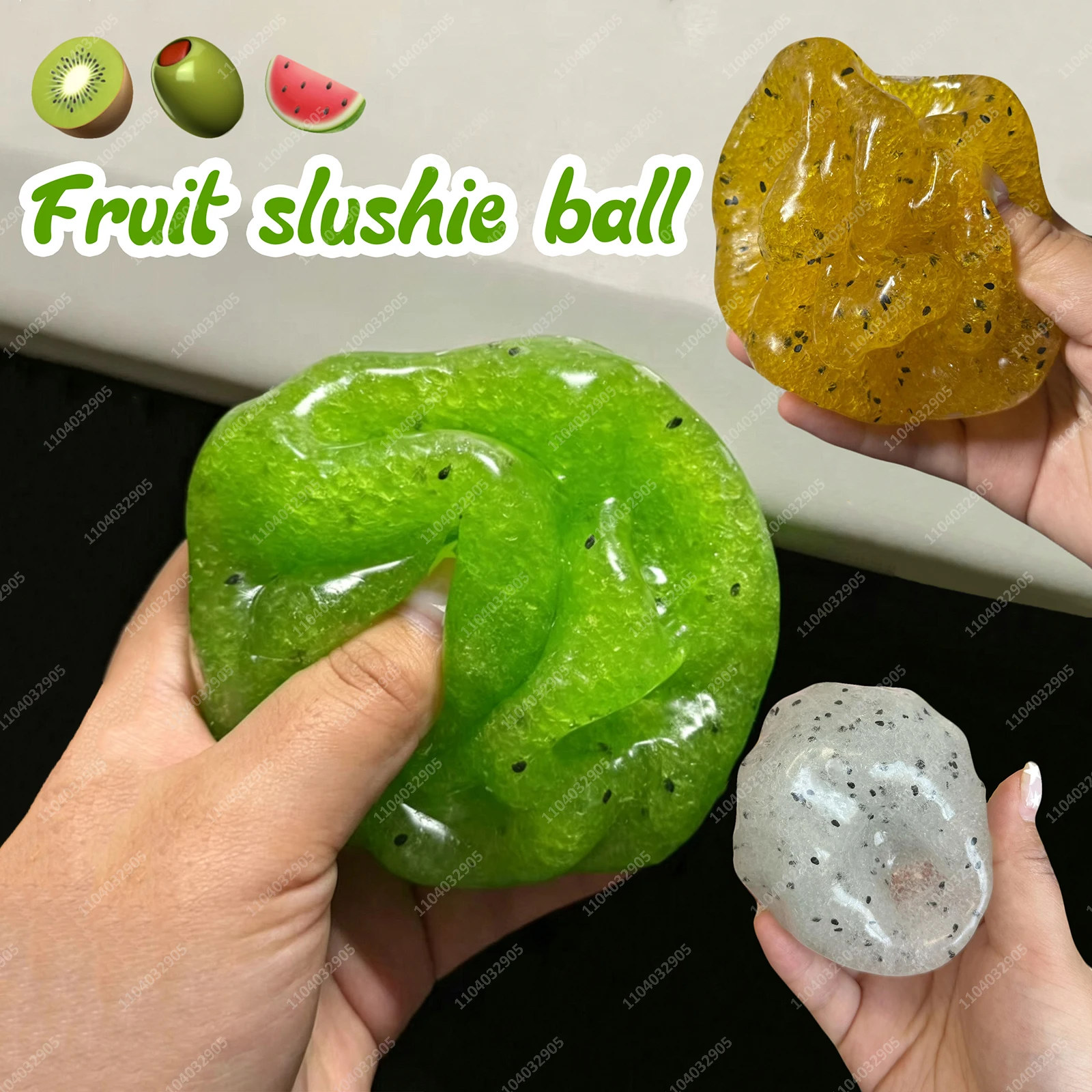 Fruit Slushie Stress Ball Squishy Toys Ice Slush Crunchy Stress Ball ASMR Frosty Crunch Sound Anti Stress Fidget Toys for Adults
