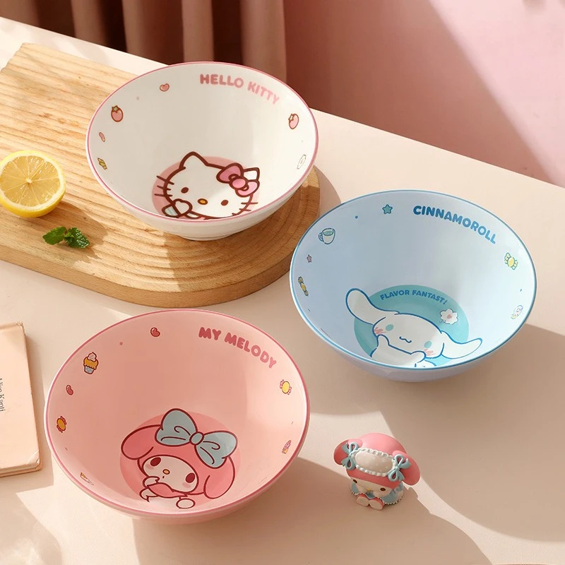 

Sanrio Baby Stuff Tableware Household Ceramic Feeding Bowl Large Capacity Soup Bowl with Cartoon Pattern Newborn Baby Supplies