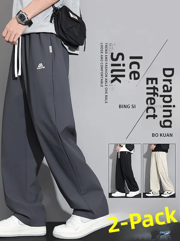 

Ice Silk Casual Pants Men's Summer Thin Loose Straight American High Street Quick Dry Sports Long Pants Summer Men's Style