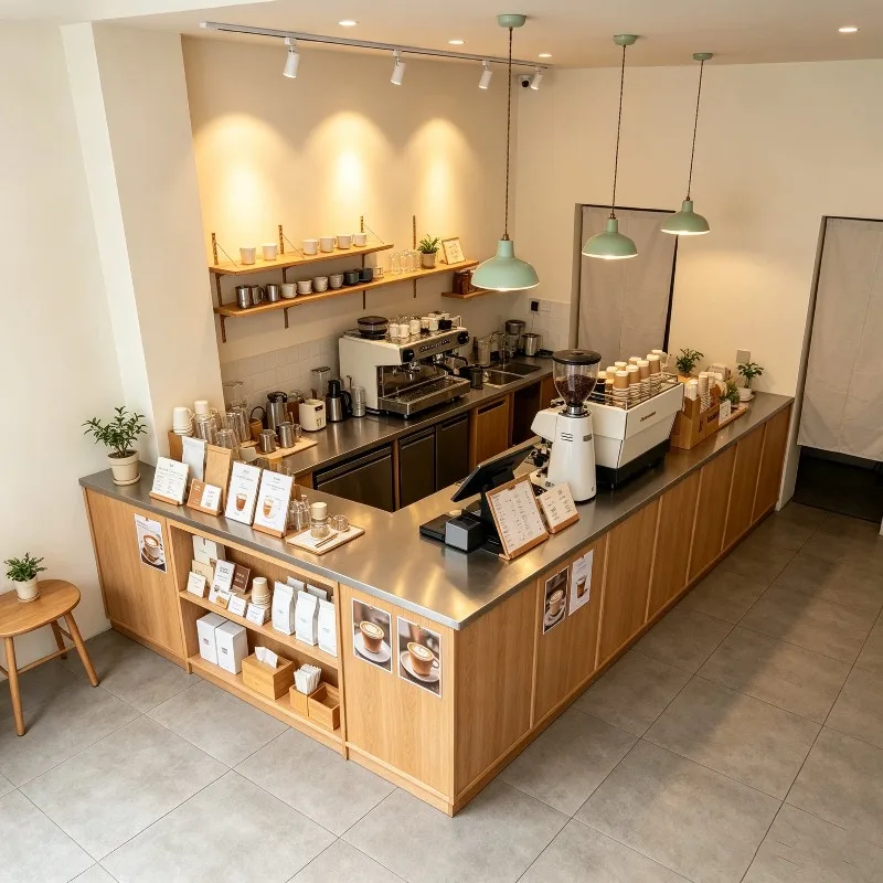 Customized bar log wind catering coffee shop checkout page clothing women's clothing store front desk stainless steel flower sho