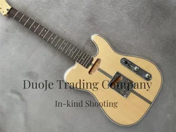 Pre-sale Natural color electric guitar Maple solid wood body Rose wood veneer fish bone binding maple neck carved bridge